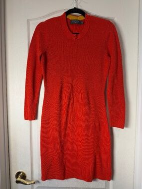 Coercion London Orange Ribbed Knit Bodycon Sweater Dress L UK Long Sleeve Fall
